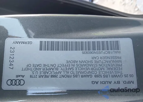 2025 Audi All-New A5 Premium Tfsi Quattro S Tronic z USA, uszkodzony, nr VIN WAU1BCFU5SN060935